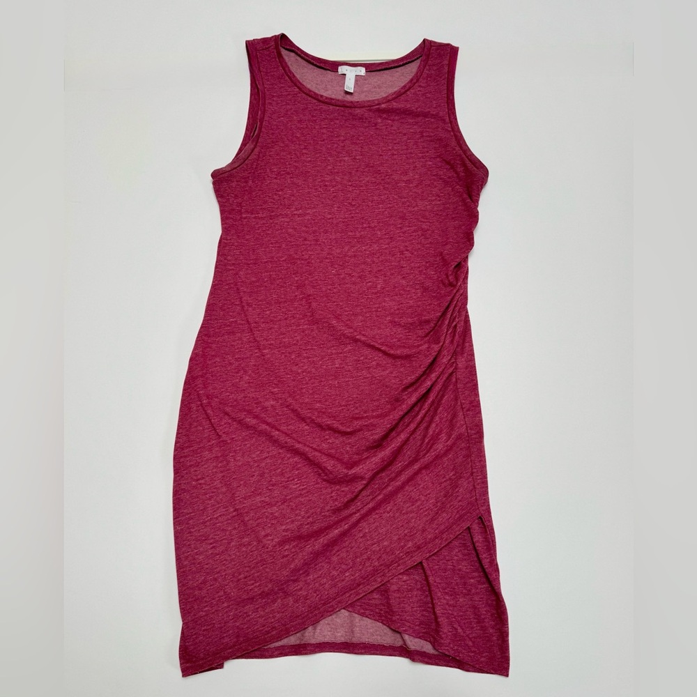 Leith Asymmetrical Sleeveless Dress in Deep Pink/Red